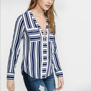 Express zip striped blouse